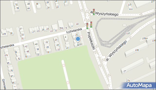 Łódź, Popiełuszki Jerzego, bł. ks., 14, mapa Łodzi