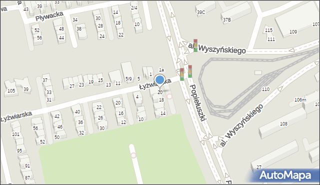 Łódź, Popiełuszki Jerzego, bł. ks., 20, mapa Łodzi