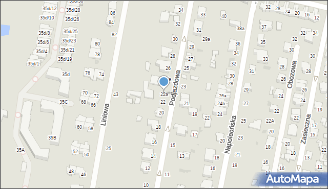 Łódź, Podjazdowa, 22a, mapa Łodzi