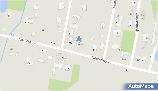 Łódź, Podchorążych, 57, mapa Łodzi