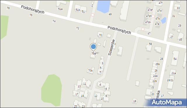 Łódź, Podchorążych, 70a, mapa Łodzi