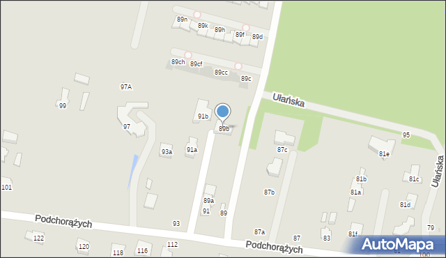 Łódź, Podchorążych, 89b, mapa Łodzi