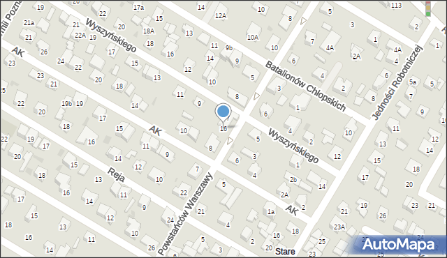 Łomianki, Powstańców Warszawy, 16, mapa Łomianki