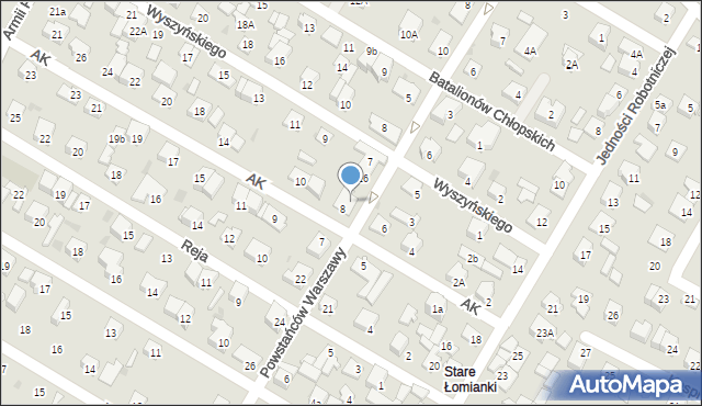 Łomianki, Powstańców Warszawy, 18, mapa Łomianki