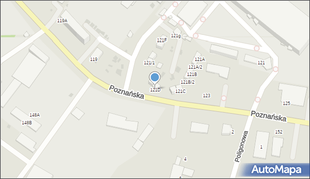 Łomża, Poznańska, 121D, mapa Łomży
