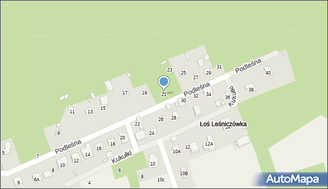 Łoś, Podleśna, 21, mapa Łoś