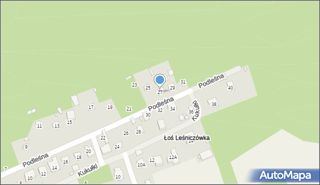 Łoś, Podleśna, 27, mapa Łoś