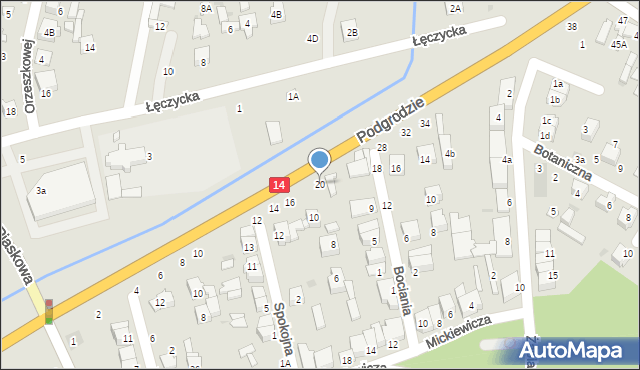 Łowicz, Podgrodzie, 20, mapa Łowicza