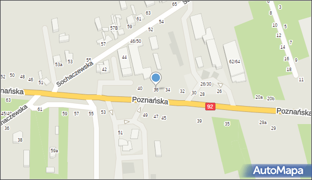 Łowicz, Poznańska, 36, mapa Łowicza