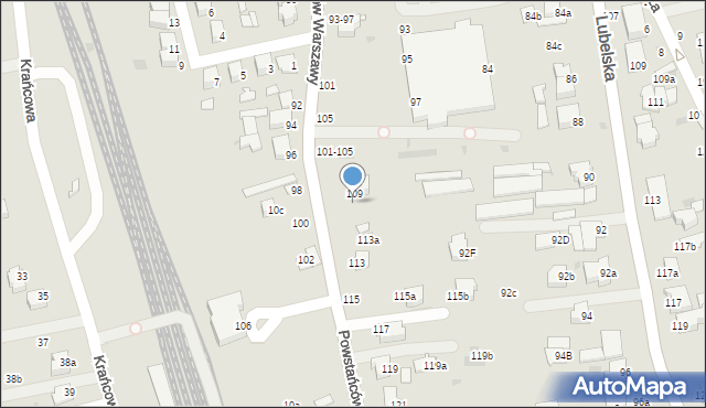 Lubartów, Powstańców Warszawy, 111, mapa Lubartów