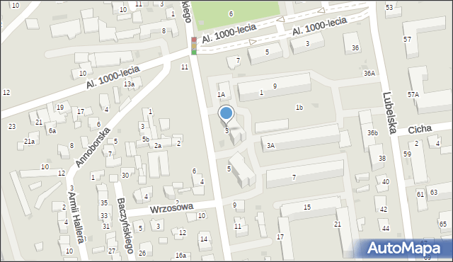 Lubartów, Powstańców Warszawy, 3, mapa Lubartów