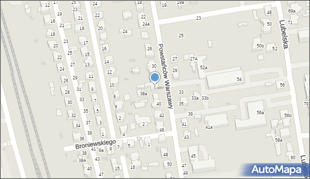 Lubartów, Powstańców Warszawy, 38, mapa Lubartów