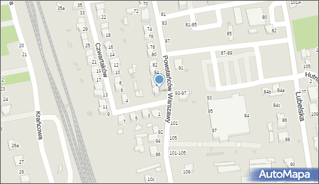 Lubartów, Powstańców Warszawy, 88, mapa Lubartów