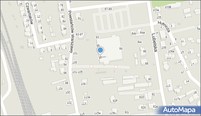 Lubartów, Powstańców Warszawy, 97, mapa Lubartów