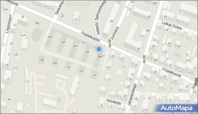 Lublin, Popiełuszki Jerzego, bł. ks., 28M, mapa Lublina