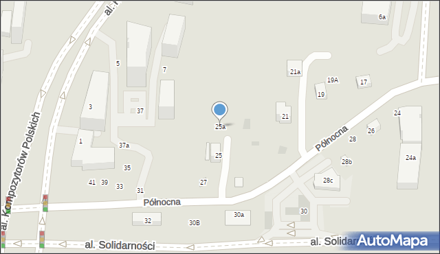 Lublin, Północna, 25a, mapa Lublina