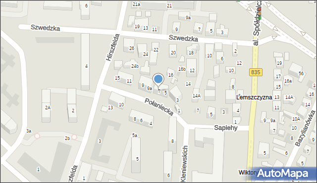 Lublin, Połaniecka, 7, mapa Lublina