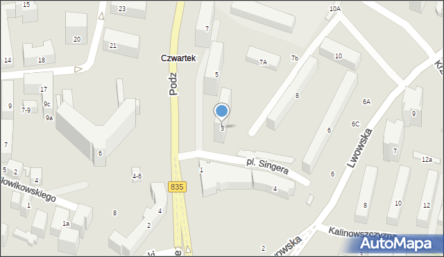 Lublin, Podzamcze, 3, mapa Lublina