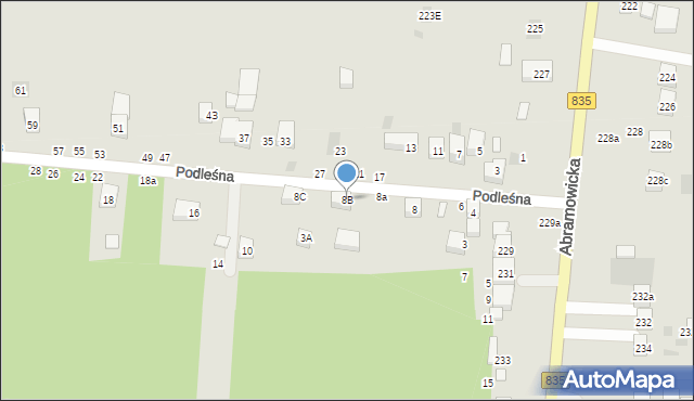 Lublin, Podleśna, 8B, mapa Lublina