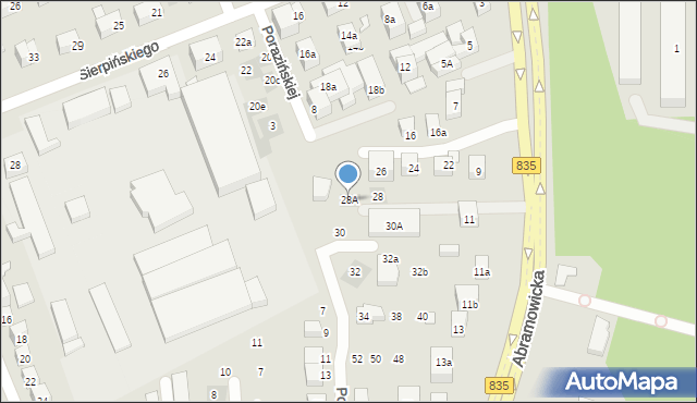 Lublin, Porazińskiej Janiny, 28A, mapa Lublina
