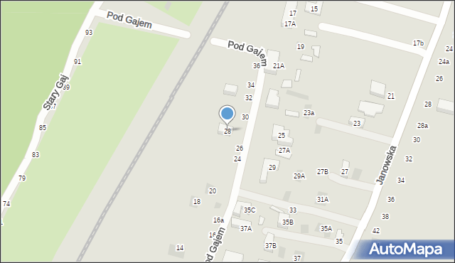 Lublin, Pod Gajem, 28, mapa Lublina