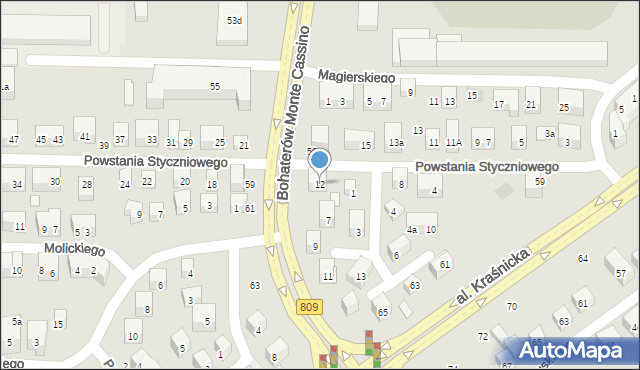 Lublin, Powstania Styczniowego, 12, mapa Lublina