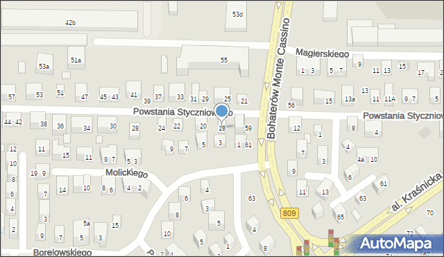 Lublin, Powstania Styczniowego, 18, mapa Lublina