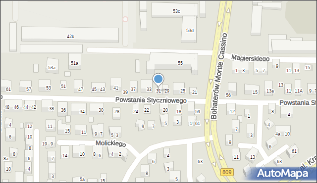 Lublin, Powstania Styczniowego, 31, mapa Lublina