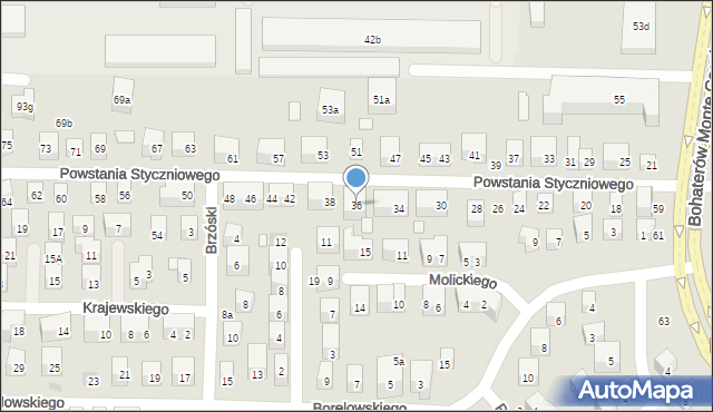 Lublin, Powstania Styczniowego, 36, mapa Lublina