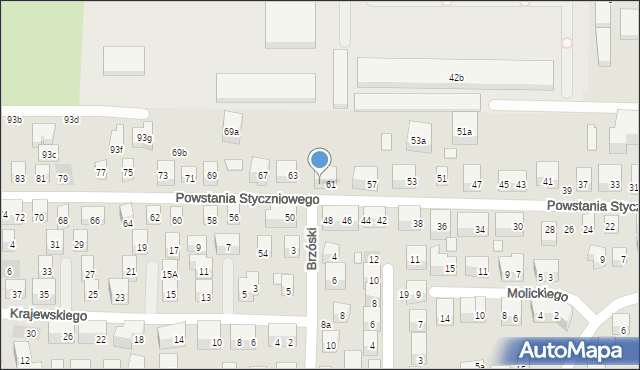 Lublin, Powstania Styczniowego, 61A, mapa Lublina
