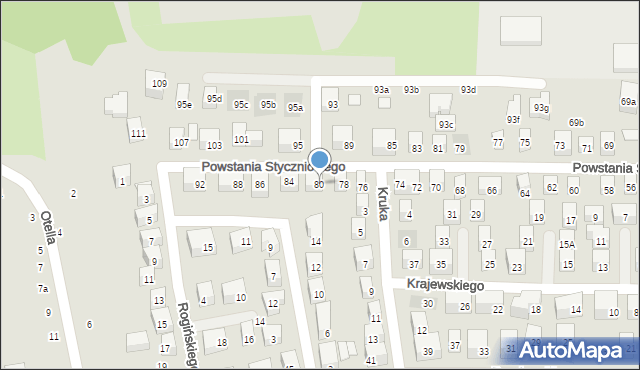 Lublin, Powstania Styczniowego, 80, mapa Lublina