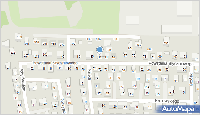 Lublin, Powstania Styczniowego, 83, mapa Lublina