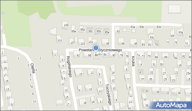 Lublin, Powstania Styczniowego, 86, mapa Lublina