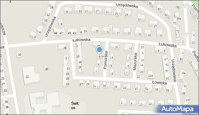 Lublin, Pomorska, 3, mapa Lublina