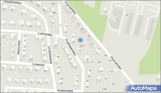 Lublin, Podhalańska, 20, mapa Lublina