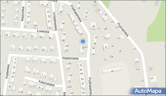 Lublin, Podhalańska, 33, mapa Lublina