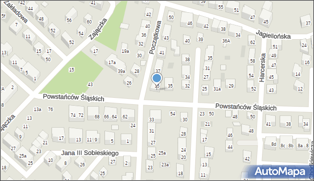 Lublin, Powstańców Śląskich, 37, mapa Lublina