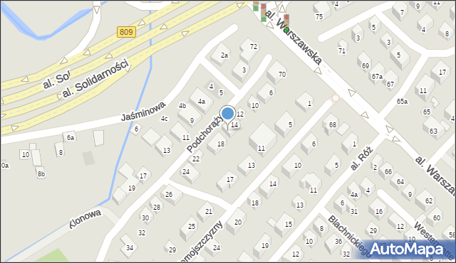 Lublin, Podchorążych, 16, mapa Lublina