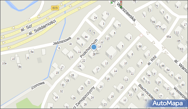 Lublin, Podchorążych, 18, mapa Lublina