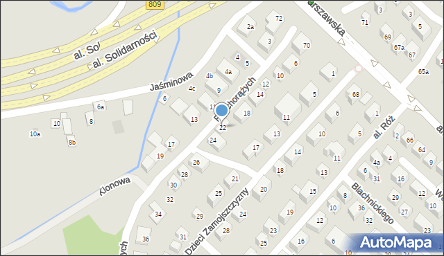 Lublin, Podchorążych, 22, mapa Lublina