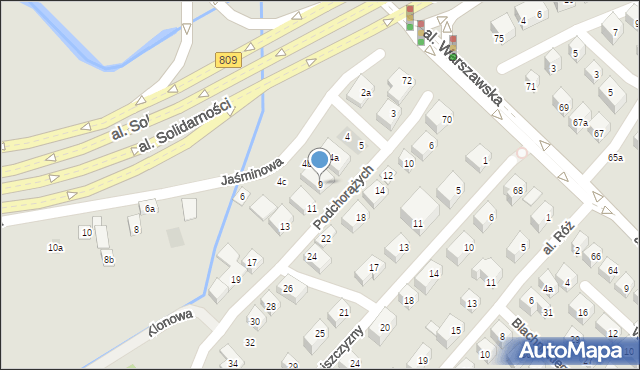 Lublin, Podchorążych, 9, mapa Lublina