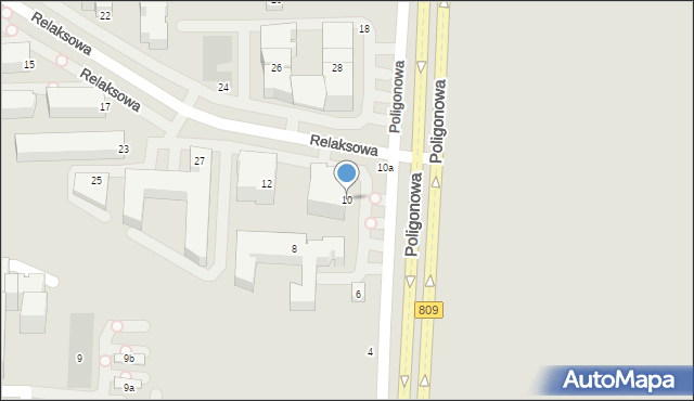 Lublin, Poligonowa, 10, mapa Lublina