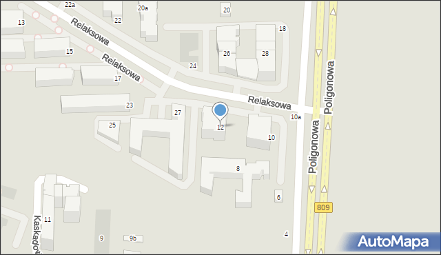 Lublin, Poligonowa, 12, mapa Lublina