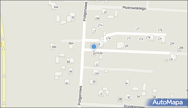 Lublin, Poligonowa, 13, mapa Lublina