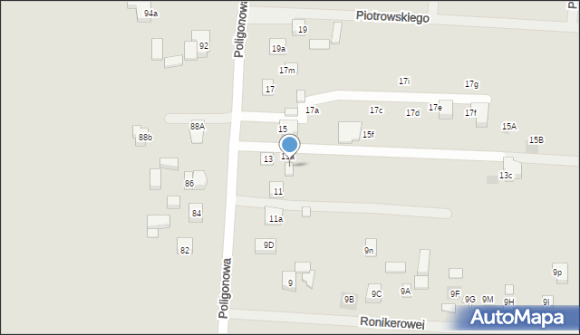 Lublin, Poligonowa, 13b, mapa Lublina