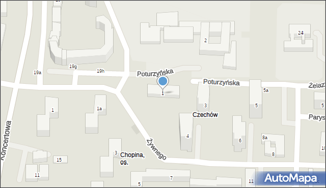 Lublin, Poturzyńska, 1, mapa Lublina