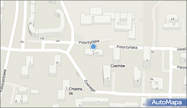 Lublin, Poturzyńska, 1, mapa Lublina