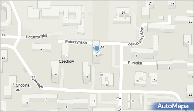 Lublin, Poturzyńska, 5, mapa Lublina