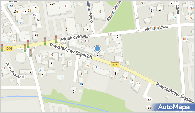 Lubliniec, Powstańców Śląskich, 5, mapa Lubliniec