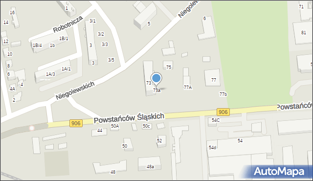 Lubliniec, Powstańców Śląskich, 73a, mapa Lubliniec